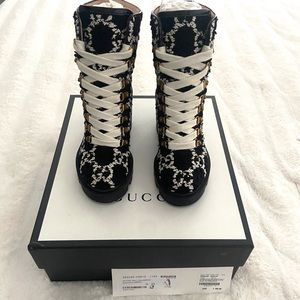 Gucci GG Tweed Ankle Boots with original box & dust box